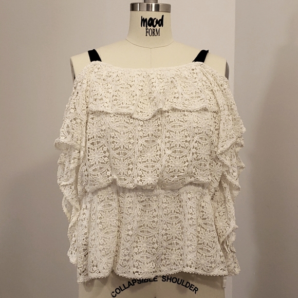 Jill Stuart Tops - JILL STAURT HAMPTON EYELET COLDSHOULDER TOP